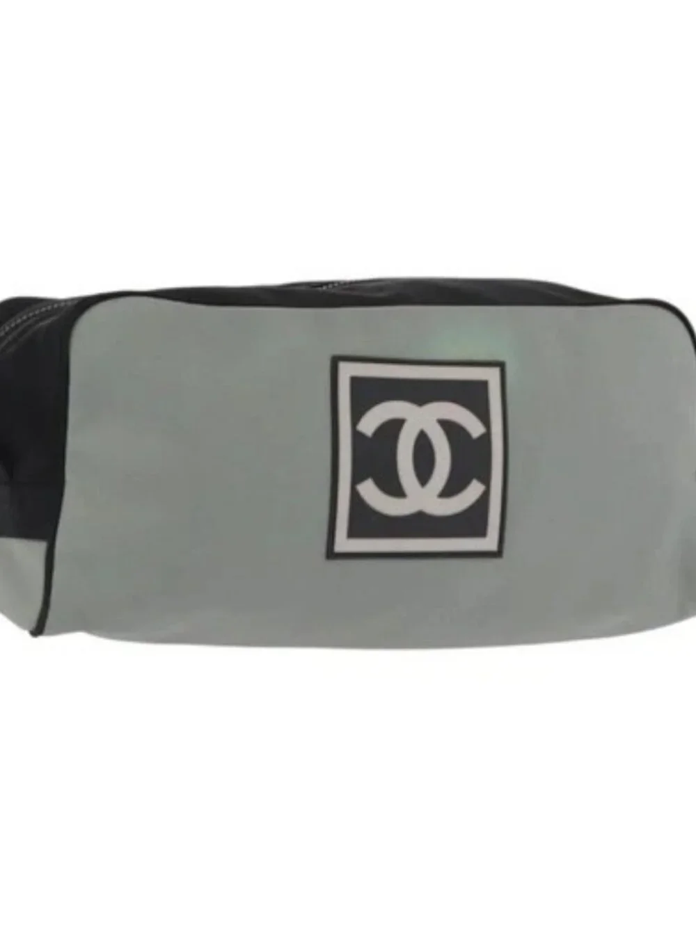 CHANEL Sports Shoes case Nylon Gray Silver CC Auth BA10281